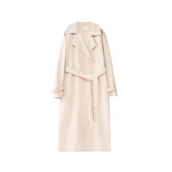 British-Style Loose Windbreaker Jacket for Women – Oversized Apricot Trench Coat - Picture 1 of 1